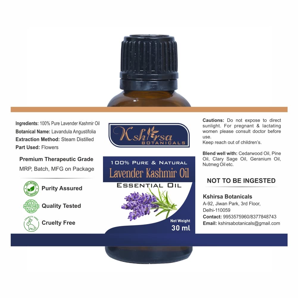 100% Pure & Natural Lavender Kashmir Oil (Lavandula Angustifolia) (30 ml)