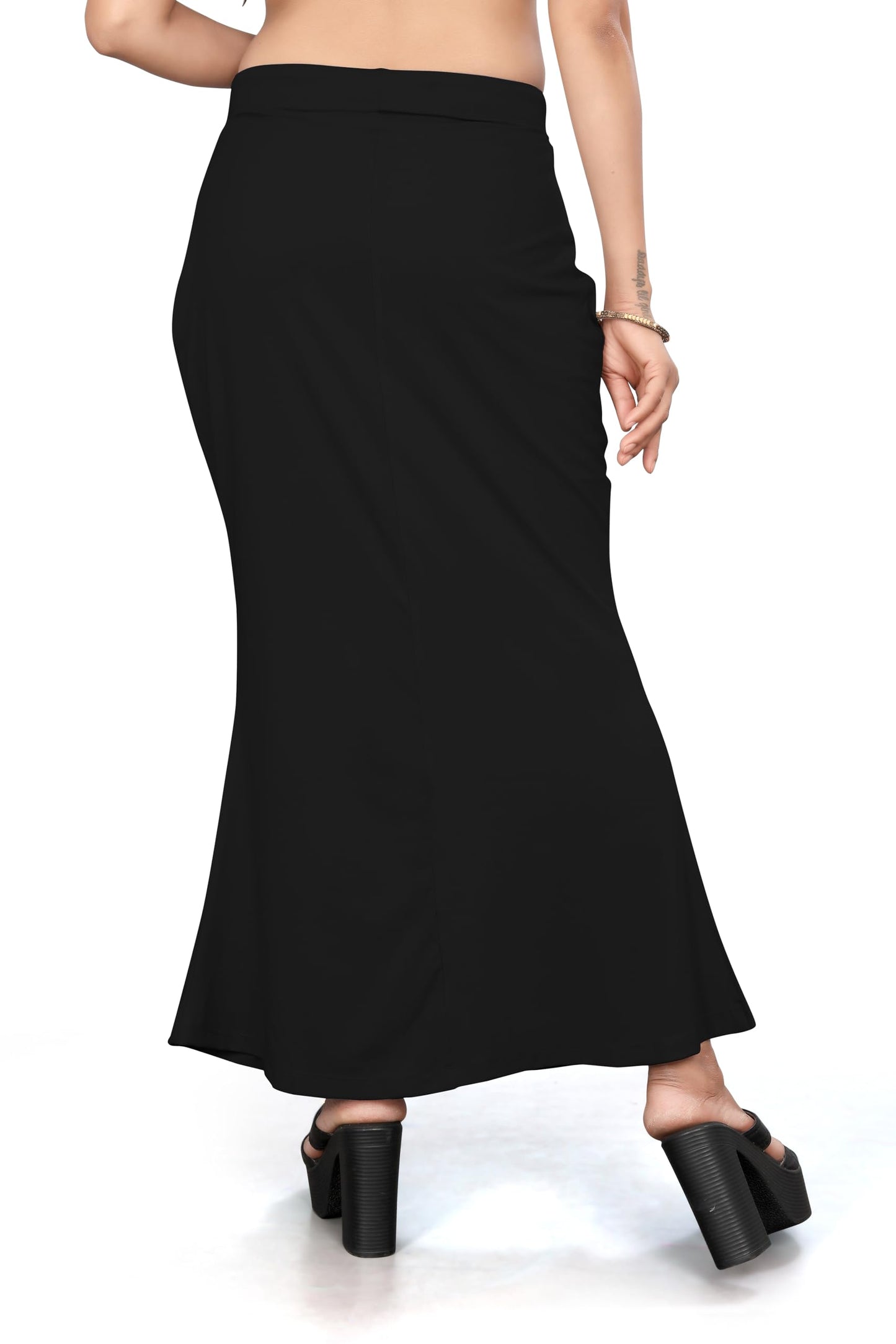 Yashika Present Lycra Saree Shapewear Petticoat for Women||Straight Fit Petticoat Saree Silhouette Shape Wear Dress for Saree|| AZ-YS-OG-Shaper Black-L