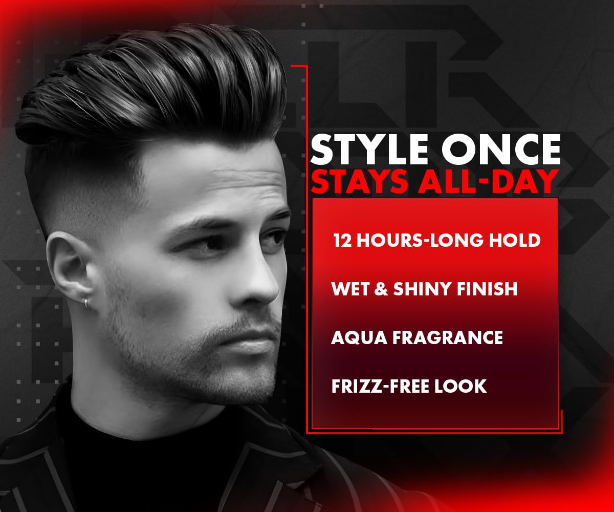 UrbanGabru Aqua Hair Wax | Hair Wax For Men Strong Hold High Shine 260 Ml | 2-In-1 Men Hair Styling Wax | Wet Look