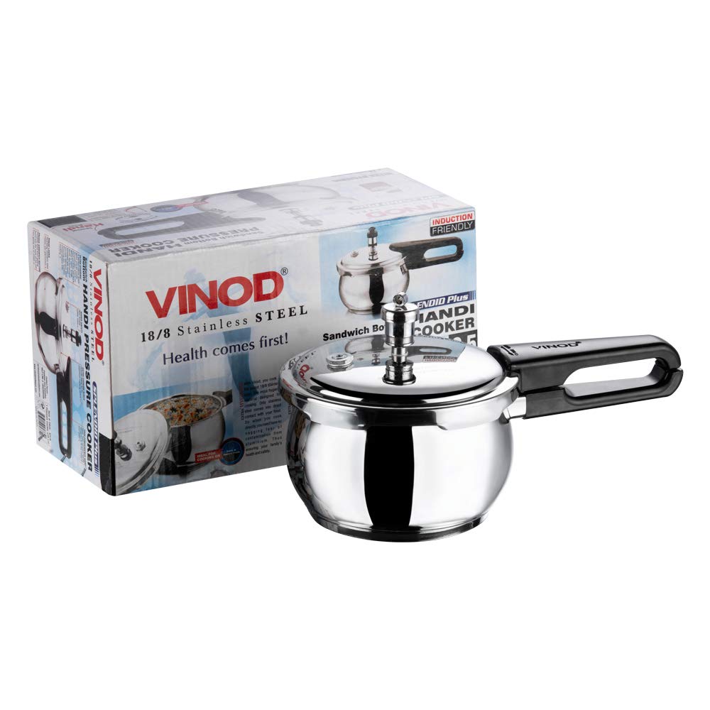 Vinod 18/8 Stainless Steel Splendid Plus Outer Lid Pressure Cooker -1.5 Ltr (Induction Friendly)