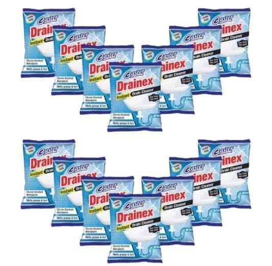 CASTER Drainex Drain Cleaner Powder Removes Blockages in Pipes, Sinks And Septic Tanks (50 Gram) - Pack Of 14