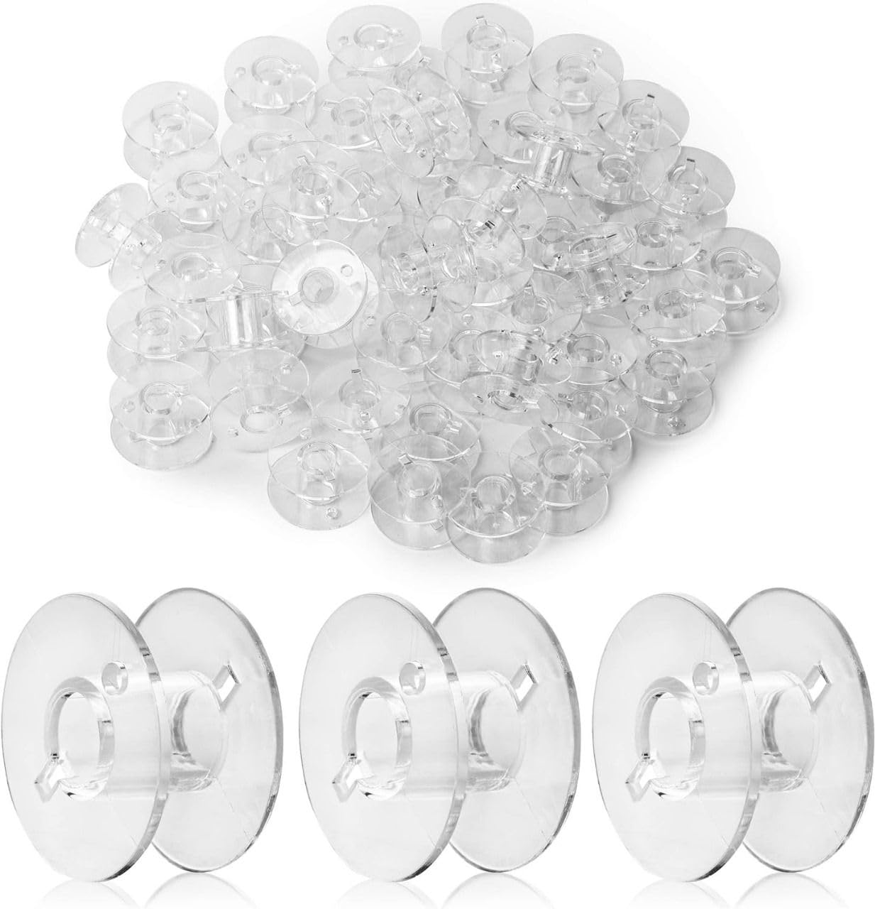 Zenith 10 Plastic Transparent Bobbins + 1 Bobbin Case for Any Automatic Sewing Machines (Singer/Usha/Brother)