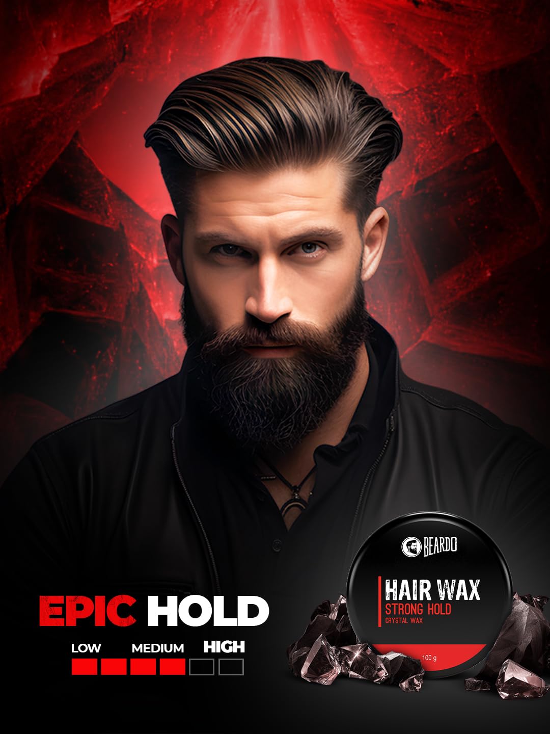 4x Beardo Stronghold Hair Wax For Men, 100 gm each - Pack of 4