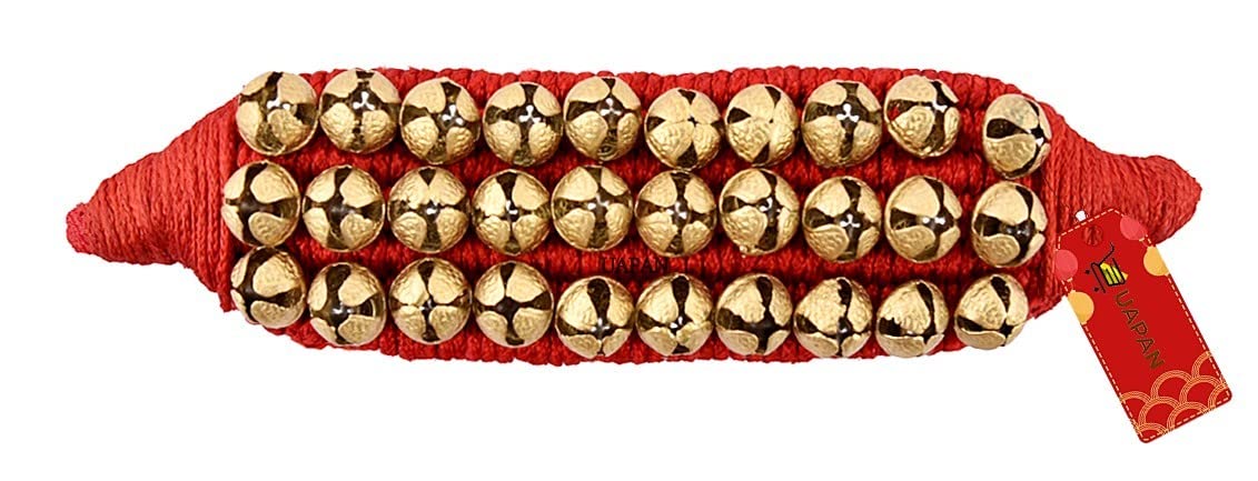 UAPAN Brass Ghungroo Anklets Bells For Women I 3 Line Pad I Red I 2 Pair I Perfect for traditional Indian dance