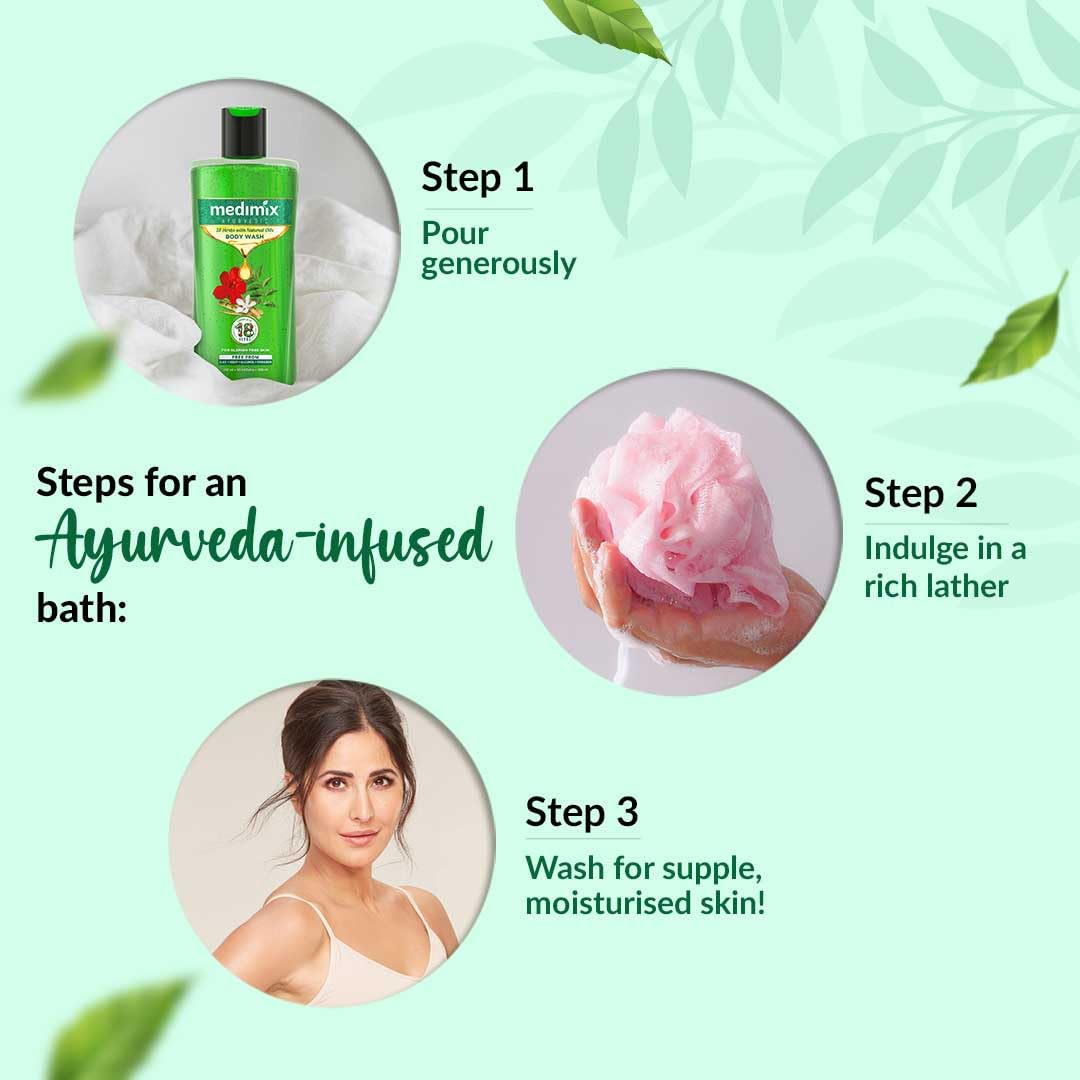 3x Medimix Ayurvedic Bodywash 18 Herbs & Natural Oils | Herbal | Paraben-free & Sulphate-free 300ml each - Pack of 3