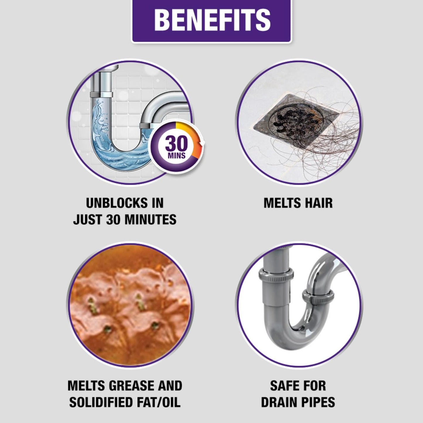 Harpic (50g x 8), DrainXpert Drain Cleaner Powder | Effective Sink Cleaner, Drain Blockage Remover, Drain Pipe Cleaner