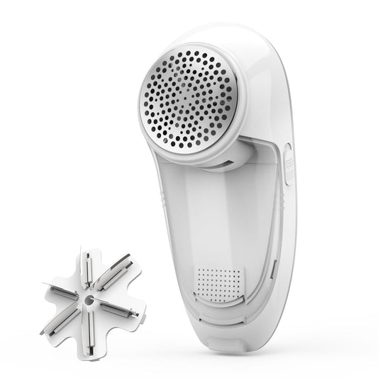 UN1QUE Rechargeable Lint Remover, Six-Blade Design Lint Remover for Clothes, USB Charging Port, Supports Cordless Use, Lint Remover for Woolen Clothes, Blankets, Sofas, Curtains, etc.-White