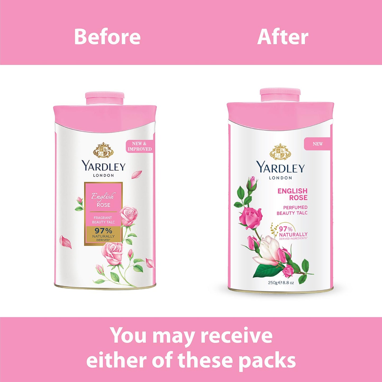 4x Yardley London English Rose Perfumed Talc| Fragrant Beauty Talc for Women| Smooth texture| 250g each - Pack of 4