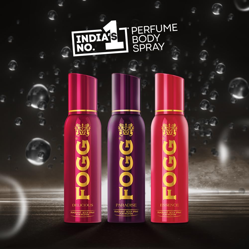 4x FOGG Essence No Gas Essence Deodorant For Women, Long-Lasting Perfume Body Spray, 150 Ml each - Pack of 4