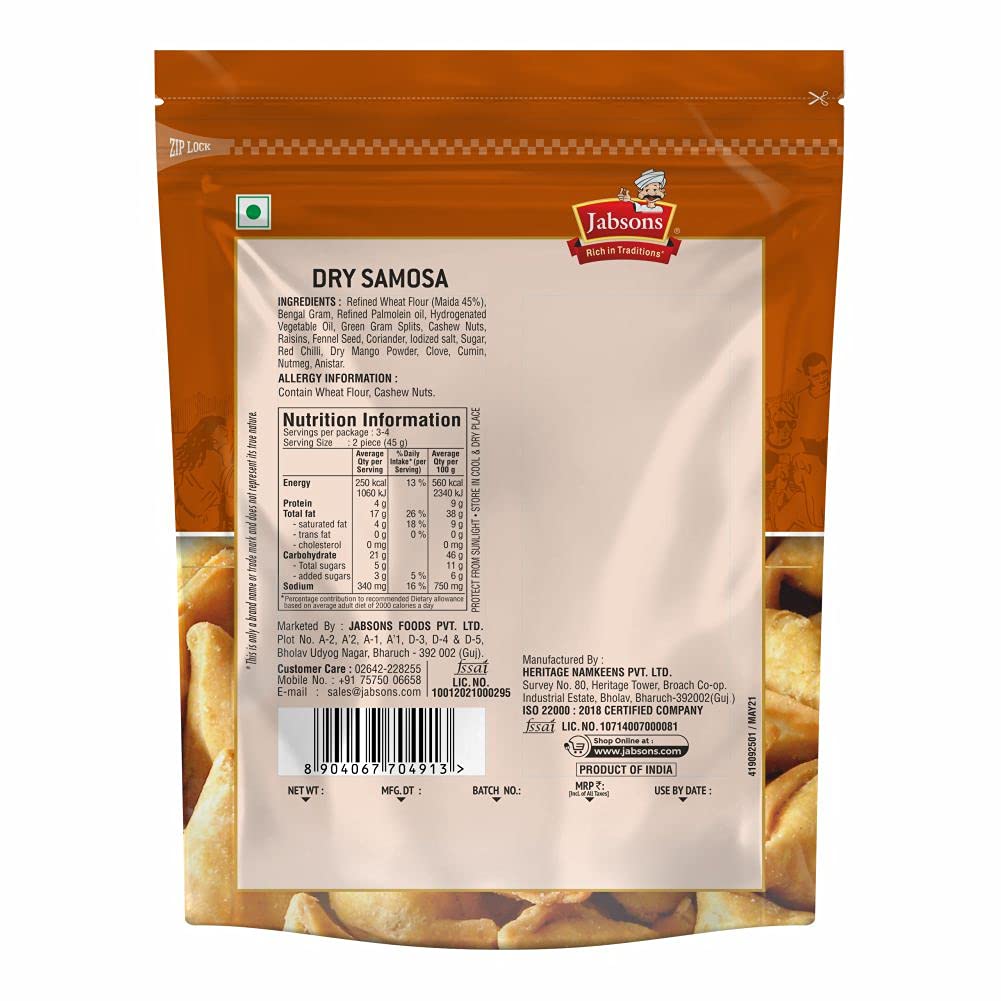 5x Jabsons Dry samosa- 160g each - Pack of 5