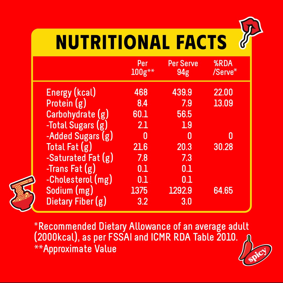 25x Masterchow K-chow Korean Masala Instant Ramen Noodles - 94g - Pack of 25