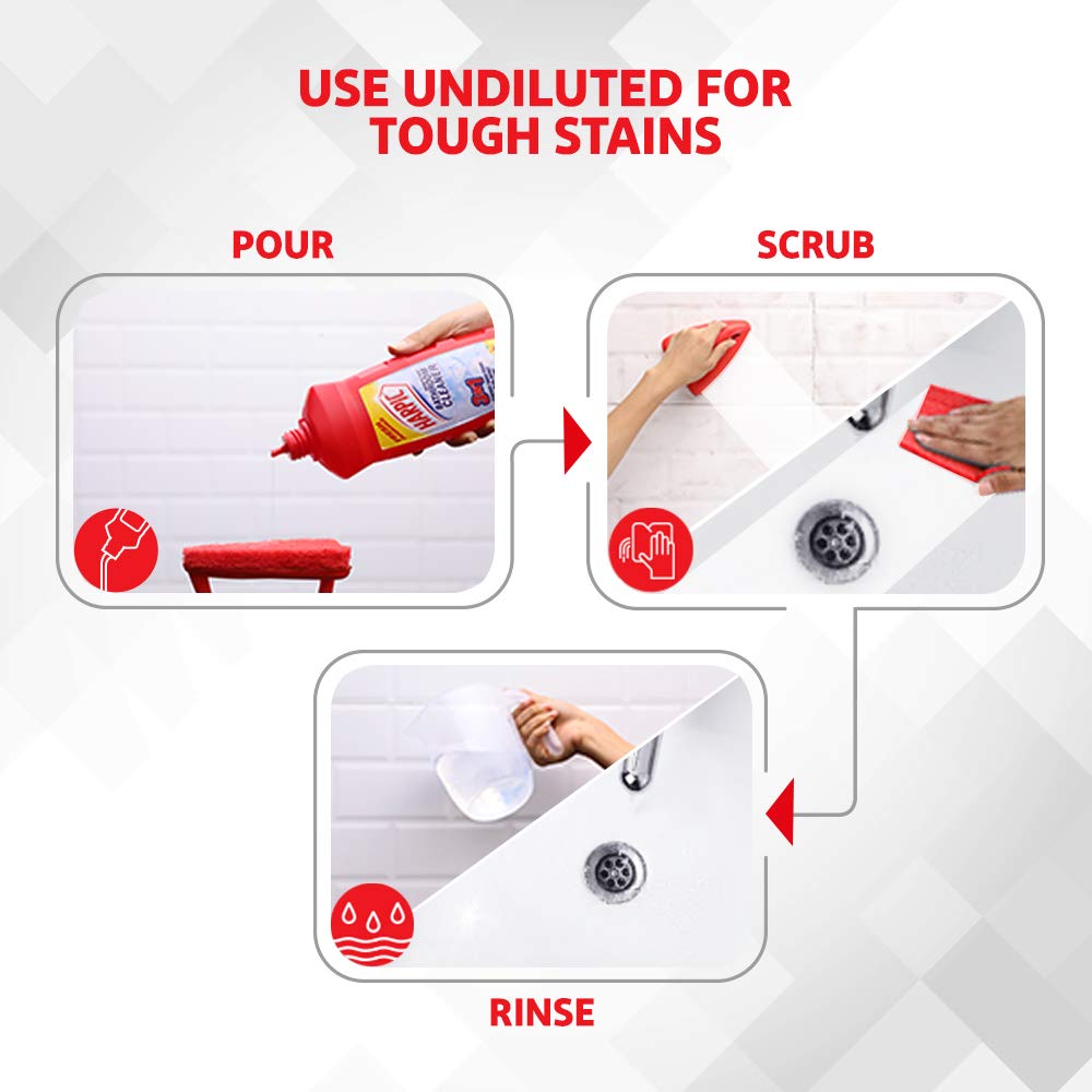 Harpic Bathroom Cleaner Liquid, Lemon - 1 Litre | New Thicker Bathroom Floor Cleaner | Red Harpic Bottle