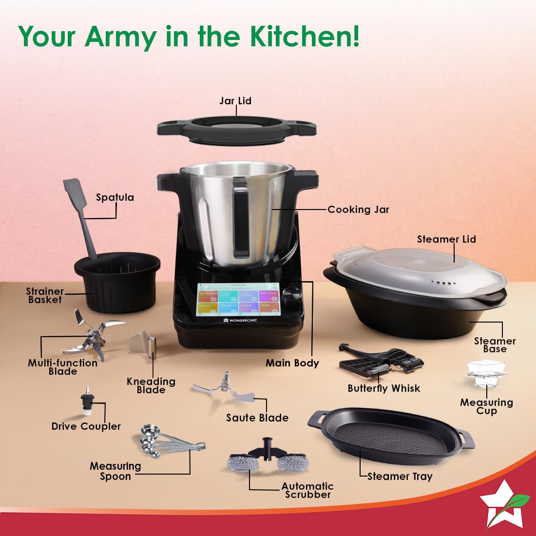 Wonderchef Chef Magic | All-in-One Kitchen Robot | Automatic Chopping, Sautéing, Stirring, Kneading, Steaming & more | Wi-fi & Mobile App | Pre-Loaded Recipes by Chef Sanjeev Kapoor | 2 Year Warranty