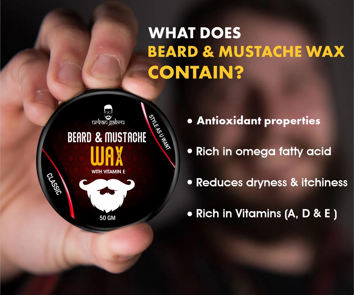 4x UrbanGabru Beard & Mustache Wax (50 gm each)  - Pack of 4