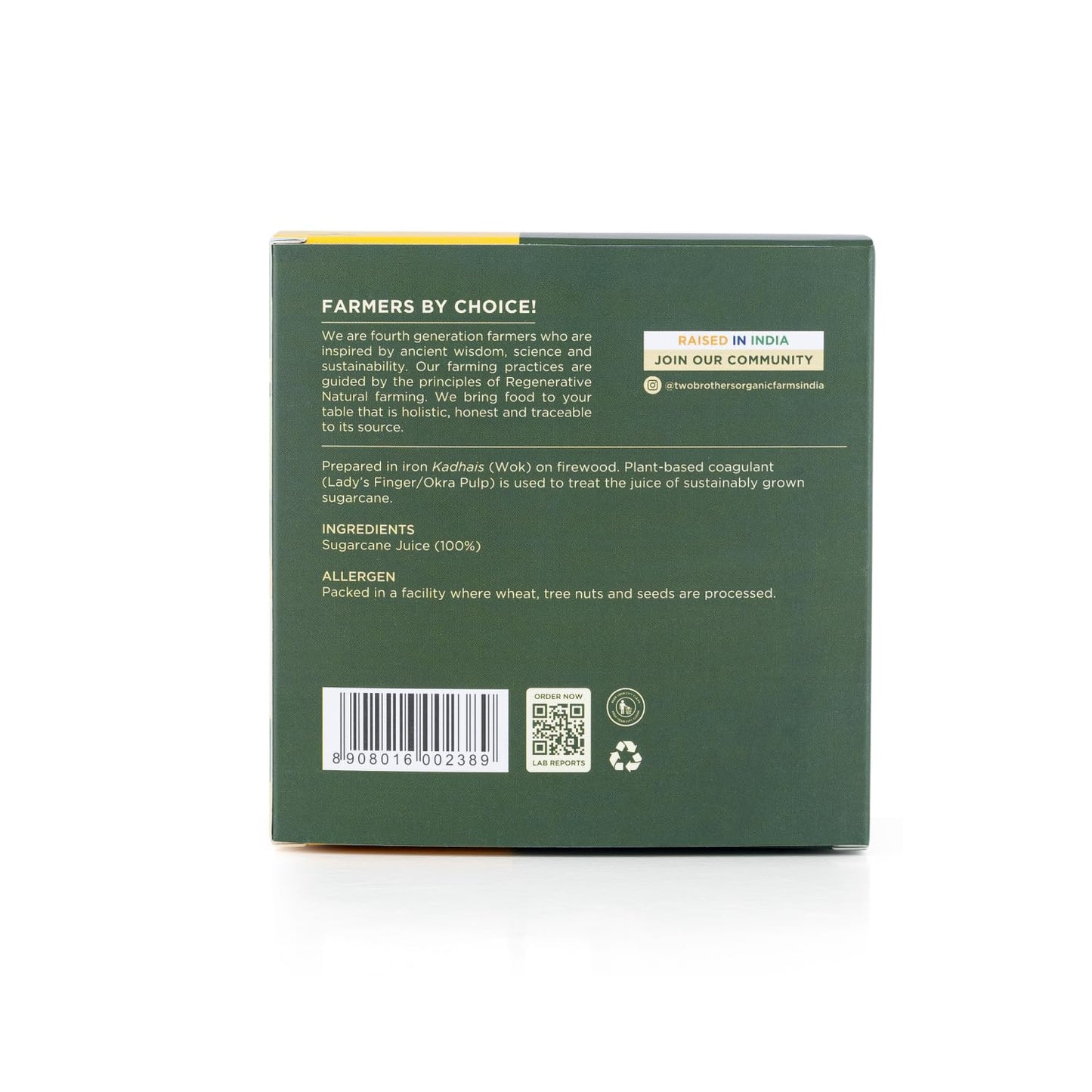 Two Brothers Organic Farms - Handmade Sugarcane Jaggery Block (900g) | Unrefined, Preservative-Free, Nutrient-Rich Gud | Iron-Boosting | Healthy Sugar Substitutes