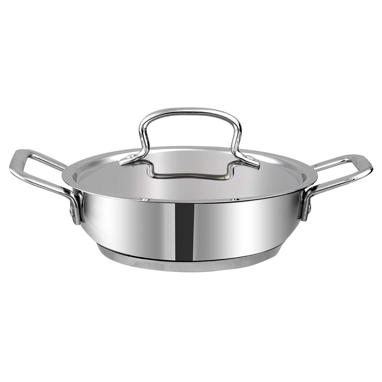 Vinod Cookware Classic Deluxe Stainless Steel Induction Friendly 4 Pcs. Set (16cm Saucepan with Lid, 18cm Sauce Pot with Lid, 20cm Kadai with Lid, 20cm Fry Pan Without Lid)