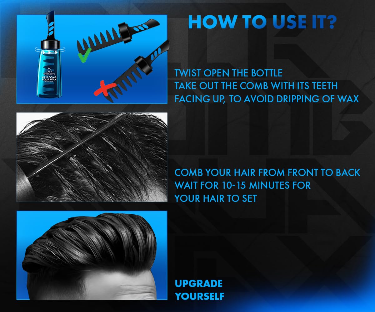 UrbanGabru Aqua Hair Wax | Alpha Edition 2-in-1 Men Hair Styling Wax | Strong Hold Wet look & Shiny finish all day (260 ml)