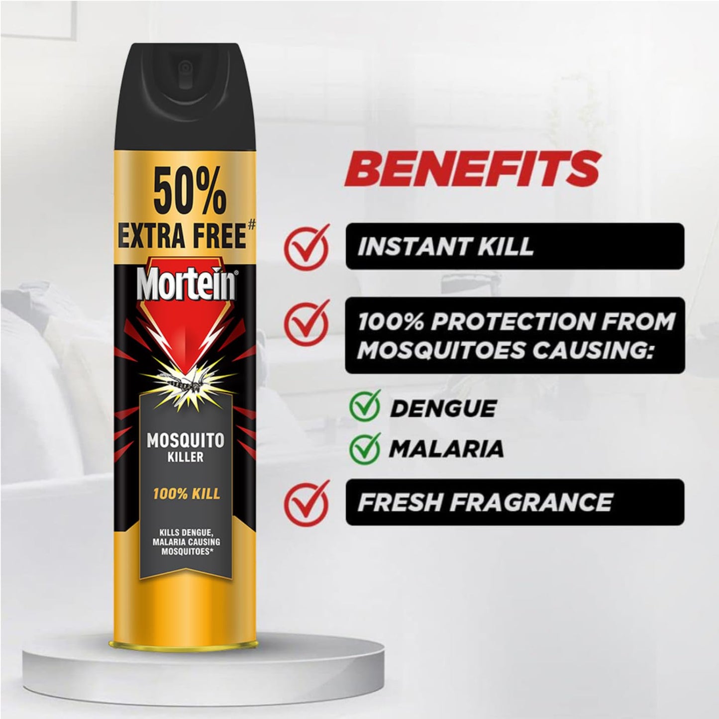 Mortein 625 ml - Flying Insect Killer - Fly & Mosquito Killer Spray| Instant Mosquito Killer | Fresh Natural Fragrance | 100% Kill Guarantee | Mosquito Repellent, Killer & Spray