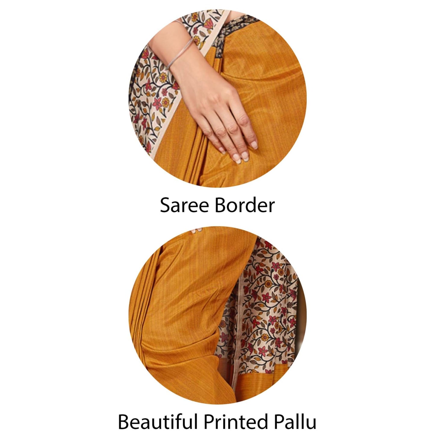 Vimla Women's Mustard Malgudi Art Silk Uniform Saree with Blouse Piece (Mustard; 2123_Free Size)