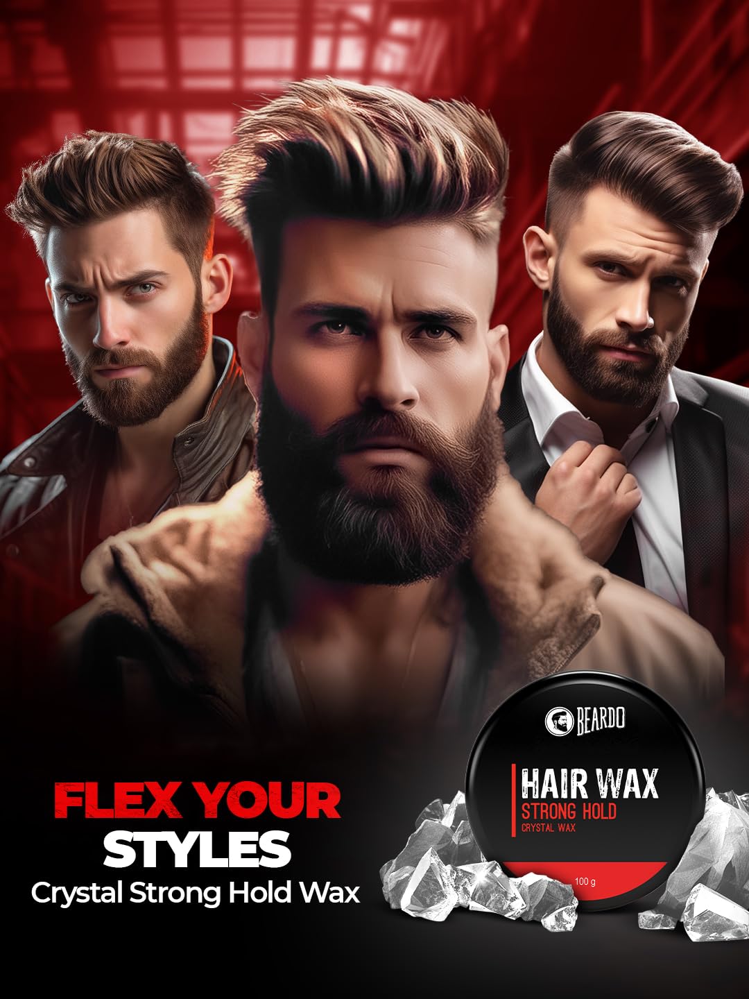4x Beardo Stronghold Hair Wax For Men, 100 gm each - Pack of 4
