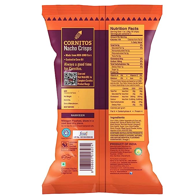 50x Cornitos Nacho Crisps Peri Peri, Pack of 50 - 55g each