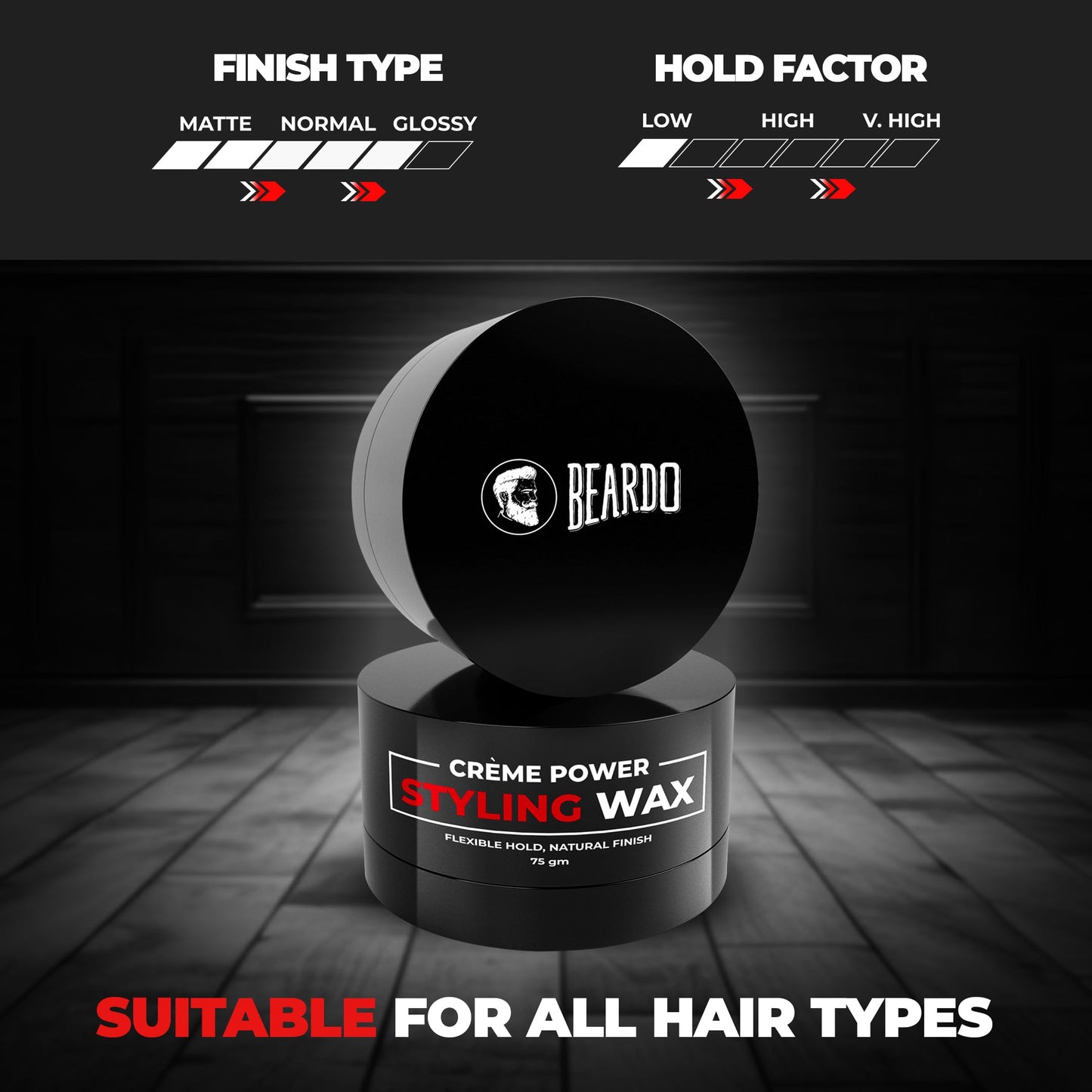 4x Beardo Creme Power Styling Wax, 75 gm each - Pack of 4