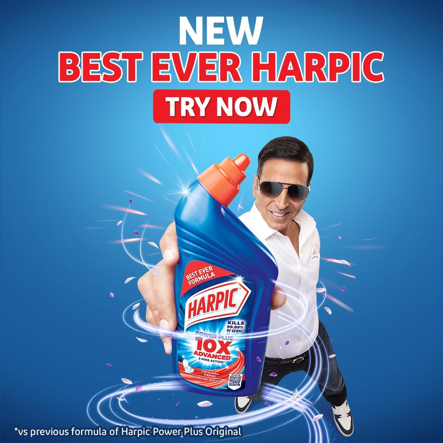 Harpic Toilet Cleaner Original, 1 L + Bathroom Cleaner Lemon - 1 L + Drain Xpert Drain Cleaning Powder (50g x 8)