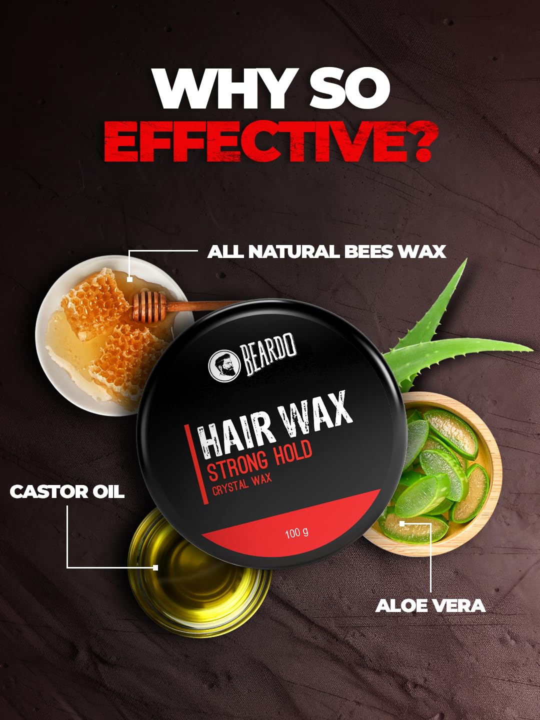 4x Beardo Stronghold Hair Wax For Men, 100 gm each - Pack of 4