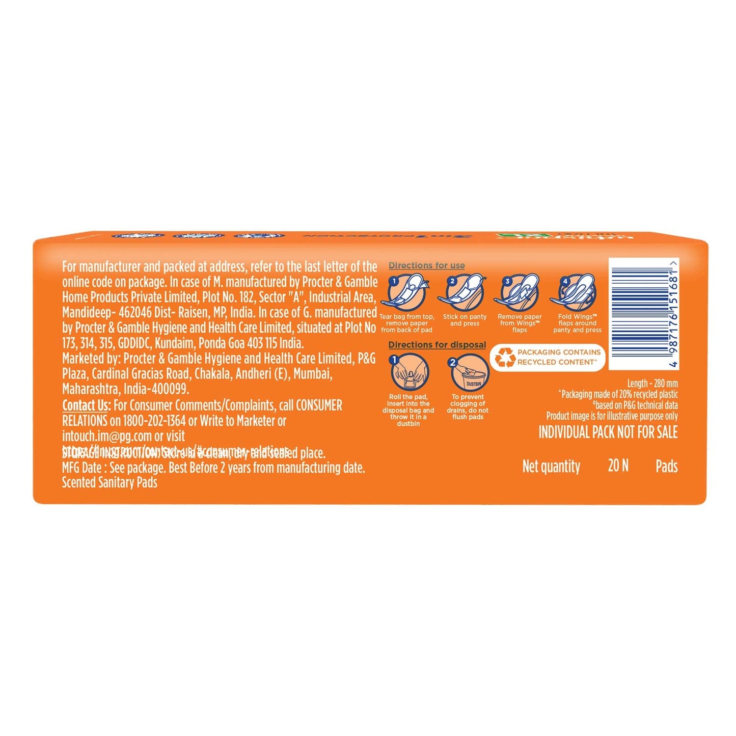 Whisper Choice Ultra Sanitary Pads,80 Xl Pads,Upto 100% Stain Protection All Day,Thin Pads With Magic Gel That Locks Liquid,Super Fast Absorption,Longer Length For Better Coverage,Disposable Wrapper