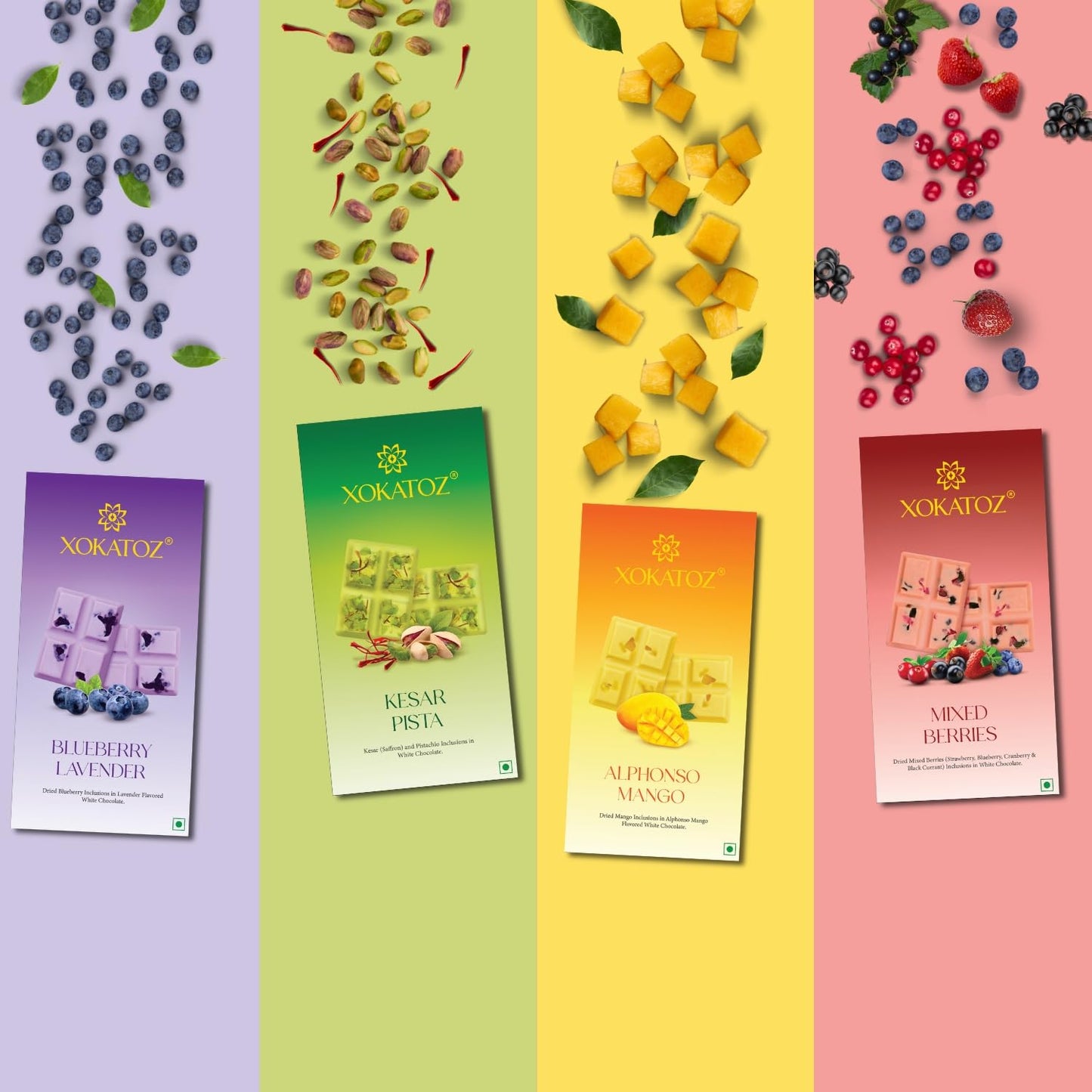 XOKATOZ Exotic Premium Chocolate - 1 Alphonso Mango Flavoured White Chocolate Bar - Gift Set - Pack of 1, 75g (75g x 1)