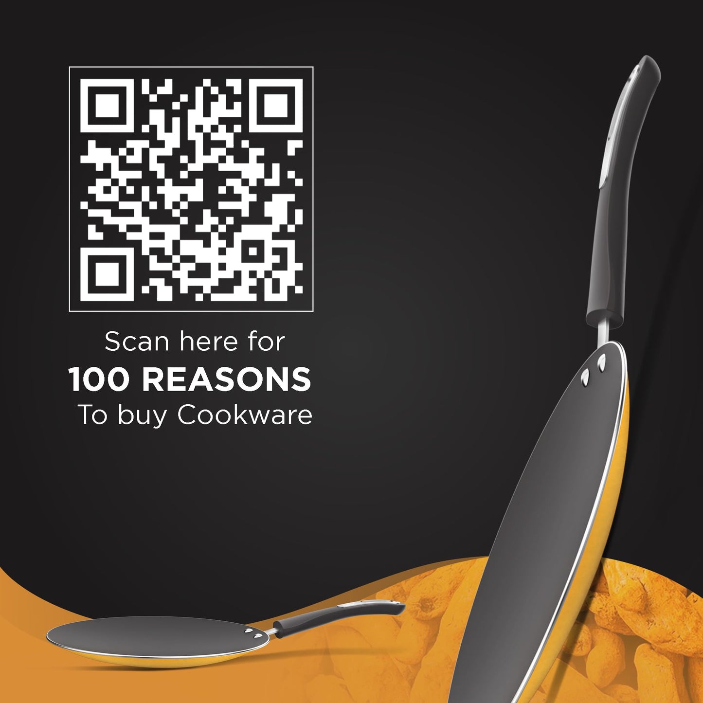 ‎Preethi Dura Collection Non Stick Concave Tawa, 28 cm, Gas & Induction Compatible, 5 Star Non Stick Effect, Turmeric Yellow