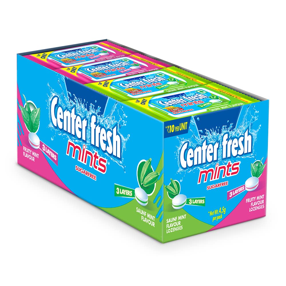 24x Center Fresh Mint, Sugarfree Fruity Flavour, 108 g- Pack of 24
