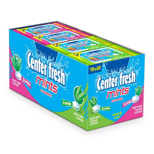 24x Center Fresh Mint, Sugarfree Fruity Flavour, 108 g- Pack of 24
