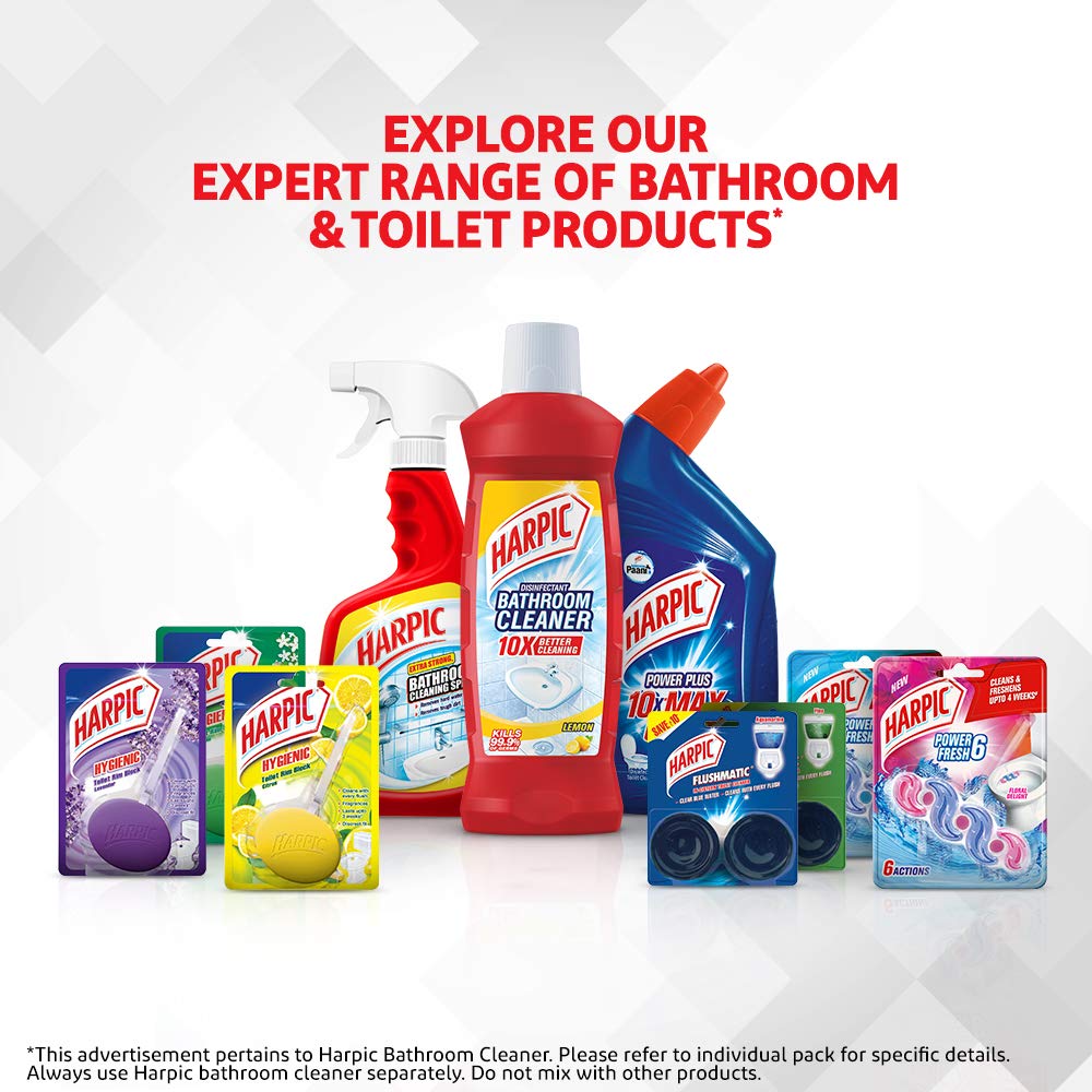 Harpic Bathroom Cleaner Liquid, Lemon - 1 Litre | New Thicker Bathroom Floor Cleaner | Red Harpic Bottle