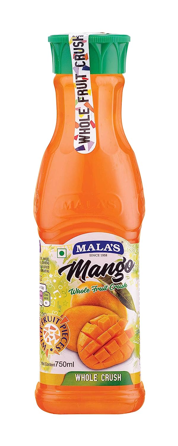 12x Mala's, Whole Crush, Mango, - Pack of 12 - 750 ml each