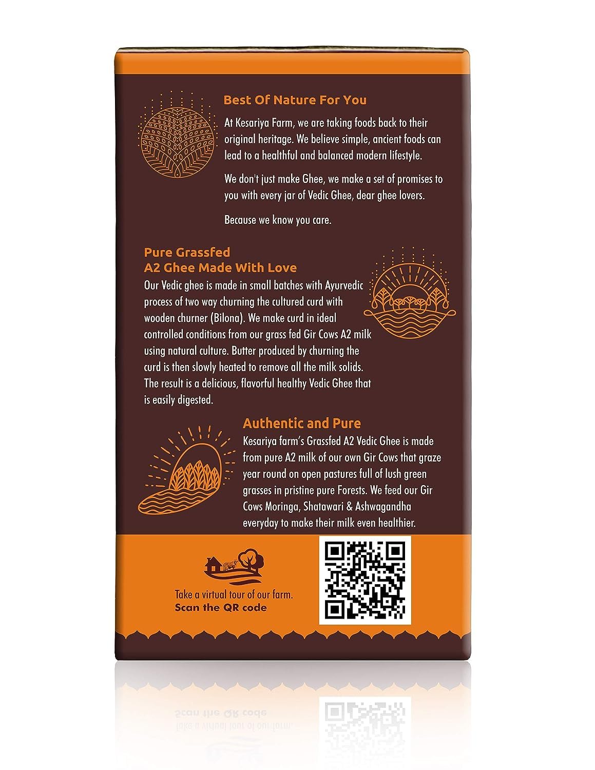 Vedic Ghee Premium A2 Gir Cow Cultured Desi Ghee from Kesariya Farm | Vedic Bilona Two Way Churned | Indian Gir Cow Ghee, Pure A2 Ghee, Natural & Healthy, Non-GMO | Lab Certified (1L)