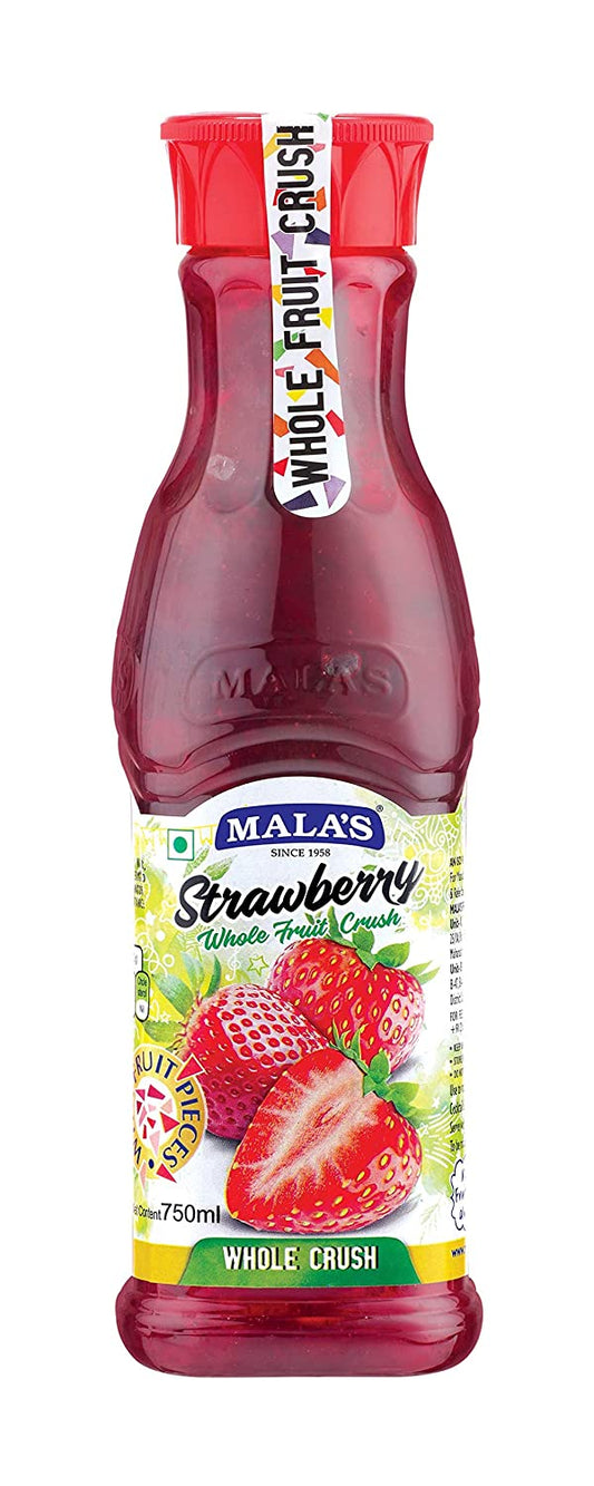 12x Mala's, Whole Crush , Strawberry, Pack of 12 - 750ml each