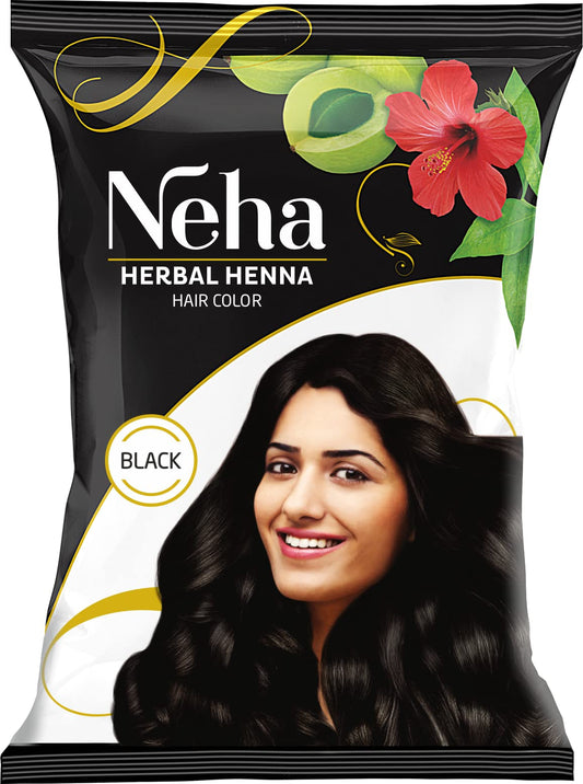 10x Neha Herbals Henna Colour - Black (Pack of 10)