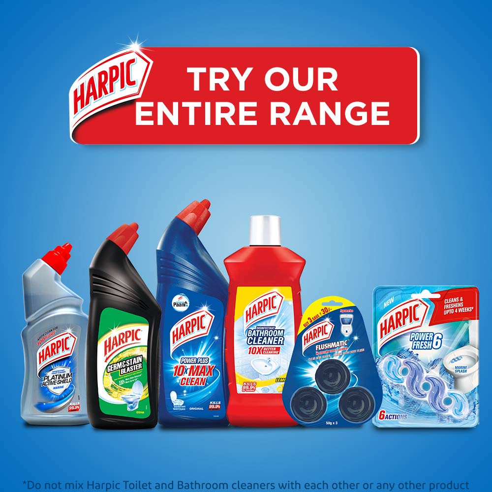 Harpic Bathroom Cleaner Liquid, Lemon - 1 Litre | New Thicker Bathroom Floor Cleaner | Red Harpic Bottle