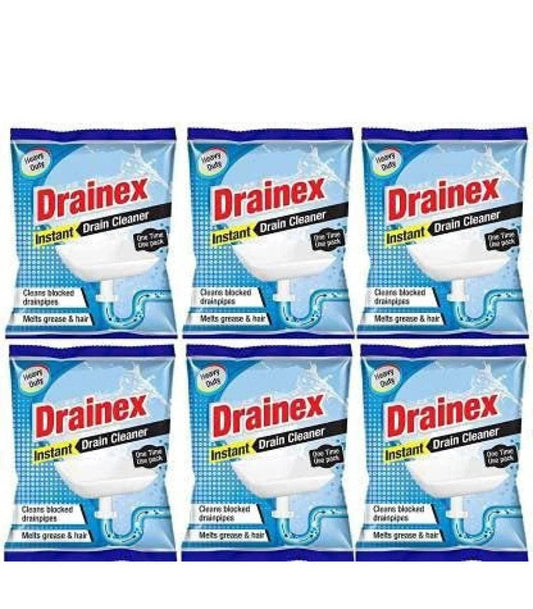 CASTER Drainex Drain Cleaner Powder Removes Blockages in Pipes, Sinks And Septic Tanks (50 Gram) - Pack Of 6