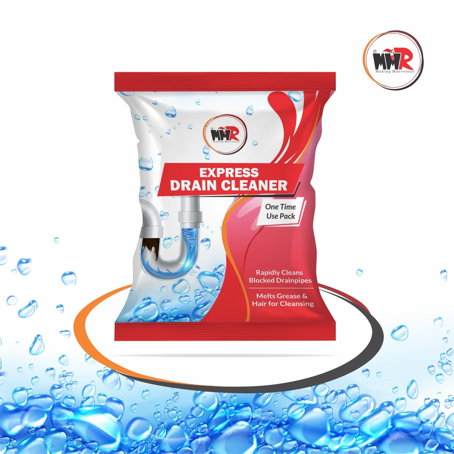 MMR Making Marvelous Drain-Insta All Pipe Safe Express Drain Cleaner powder Clear Clogged Sinks & Pipes (50gm, Pack Of 10)