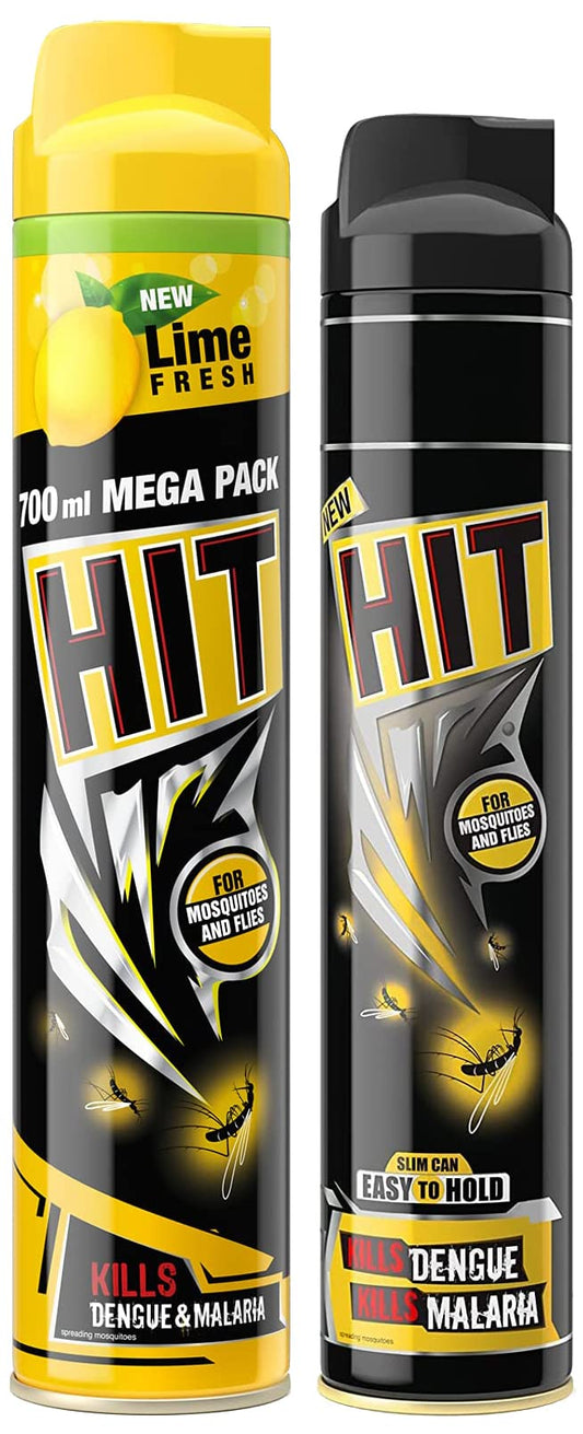 HIT Flying Insect Killer - Mosquito & Fly Killer Spray | Lime Fragrance | Protection from Dengue & Malaria, 700ml & Flying Insect Killer - Mosquito & Fly Killer Spray | Instant Kill, 400ml