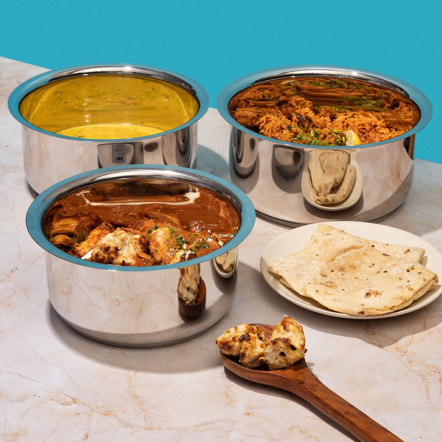 Vinod Stainless Steel Capsule Bottom Tope/Patila Combo Set Of 3 Pcs-2.7 Liter(14Cm Diameter),3.4 L(15Cm Diameter)And 4 L(16Cm Diameter)-Silver