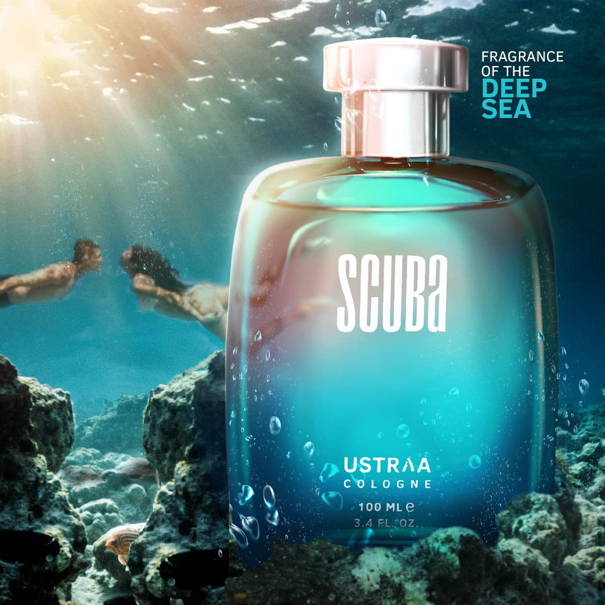 Ustraa Scuba Cologne - 100ml - Perfume for Men | With lively, spicy and deep aquatic notes | Ideal for day occasions | Long-lasting fragrance with no gas