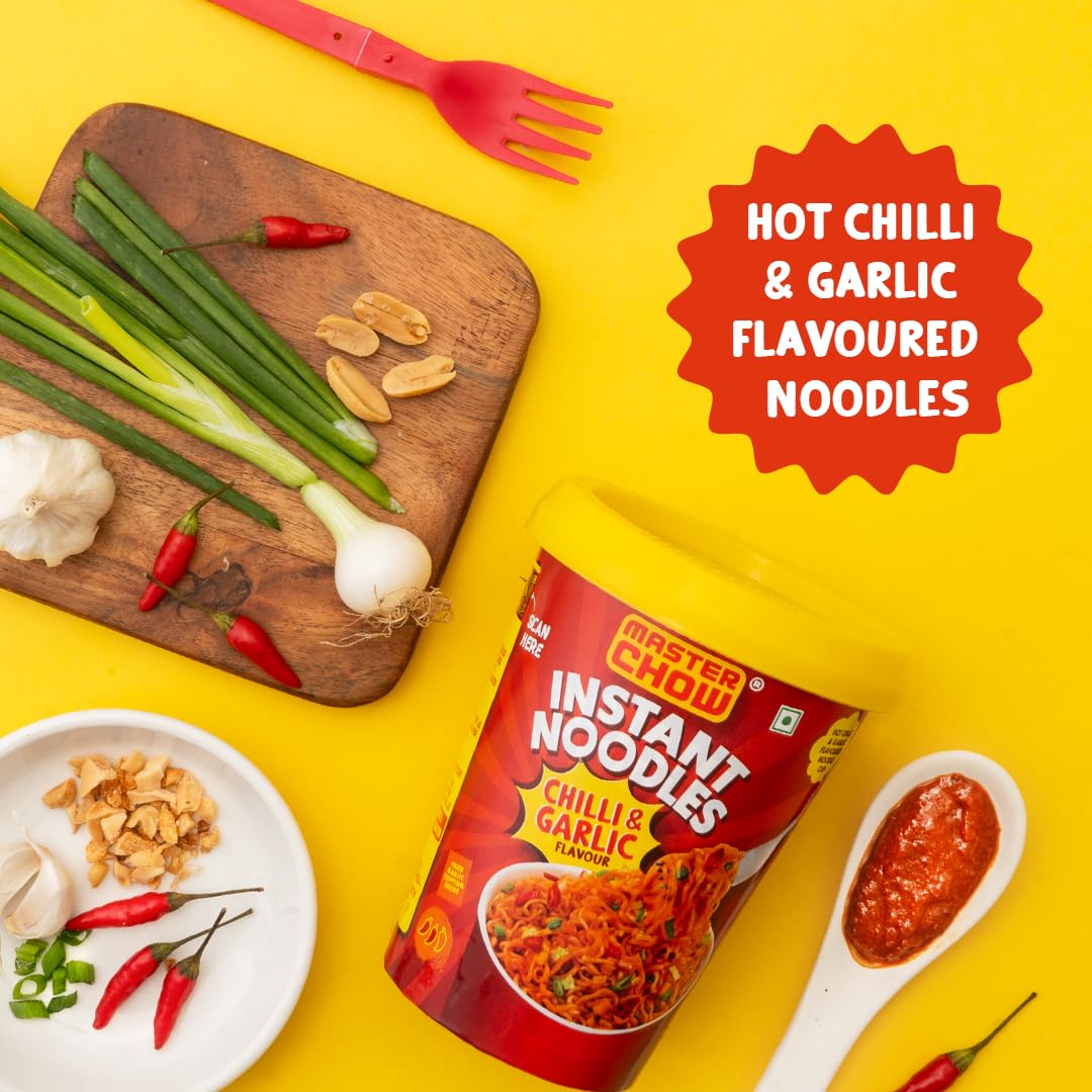 25x Masterchow Chilli Garlic Instant Cup Noodles - 100g - Pack of 25