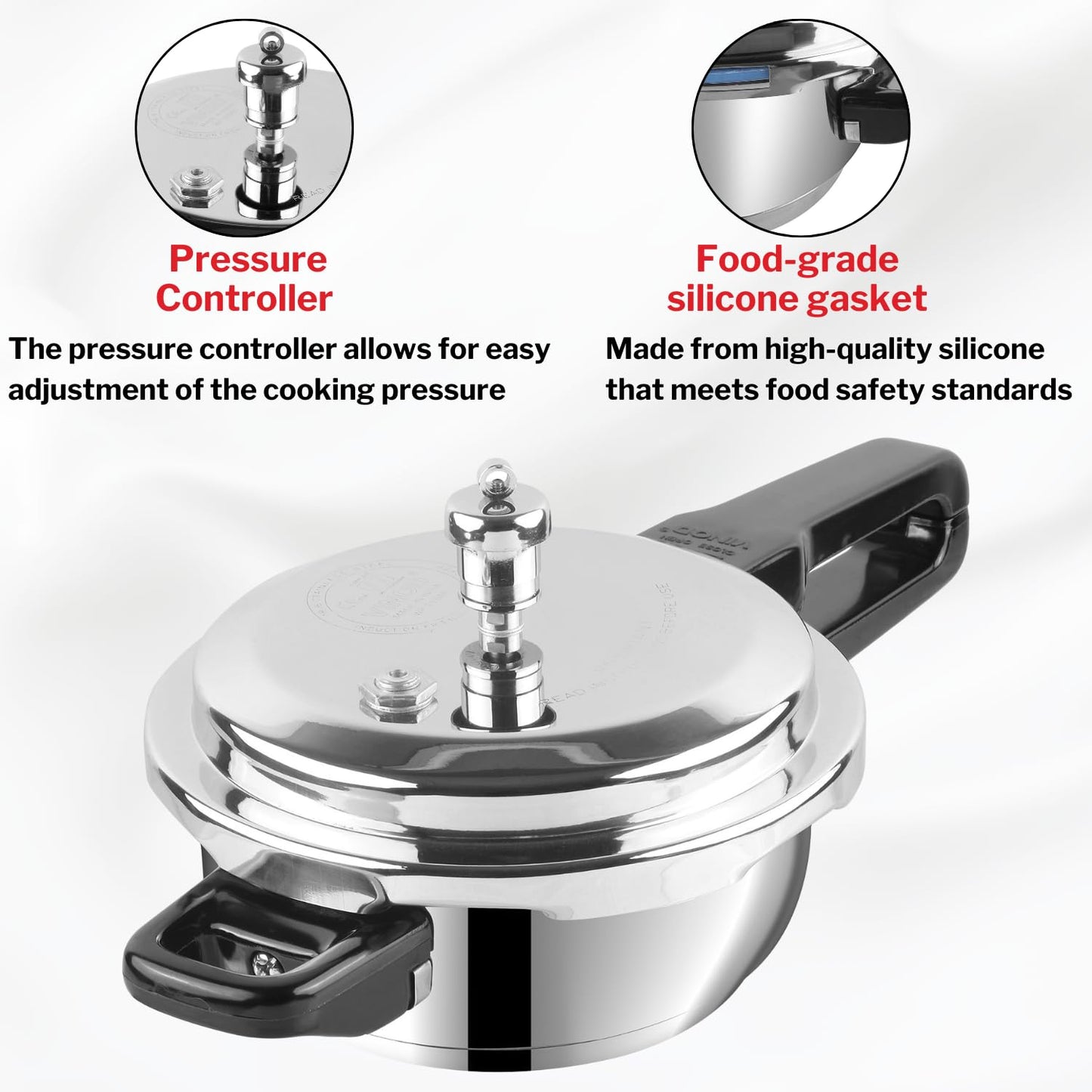 Vinod Stainless Steel Pressure Cooker 2 Litres | Also use as Deep Fry pan | Sandwich Bottom | Induction and Gas Stove Friendly | 2 Years Warranty | ISI and CE certified | Silver