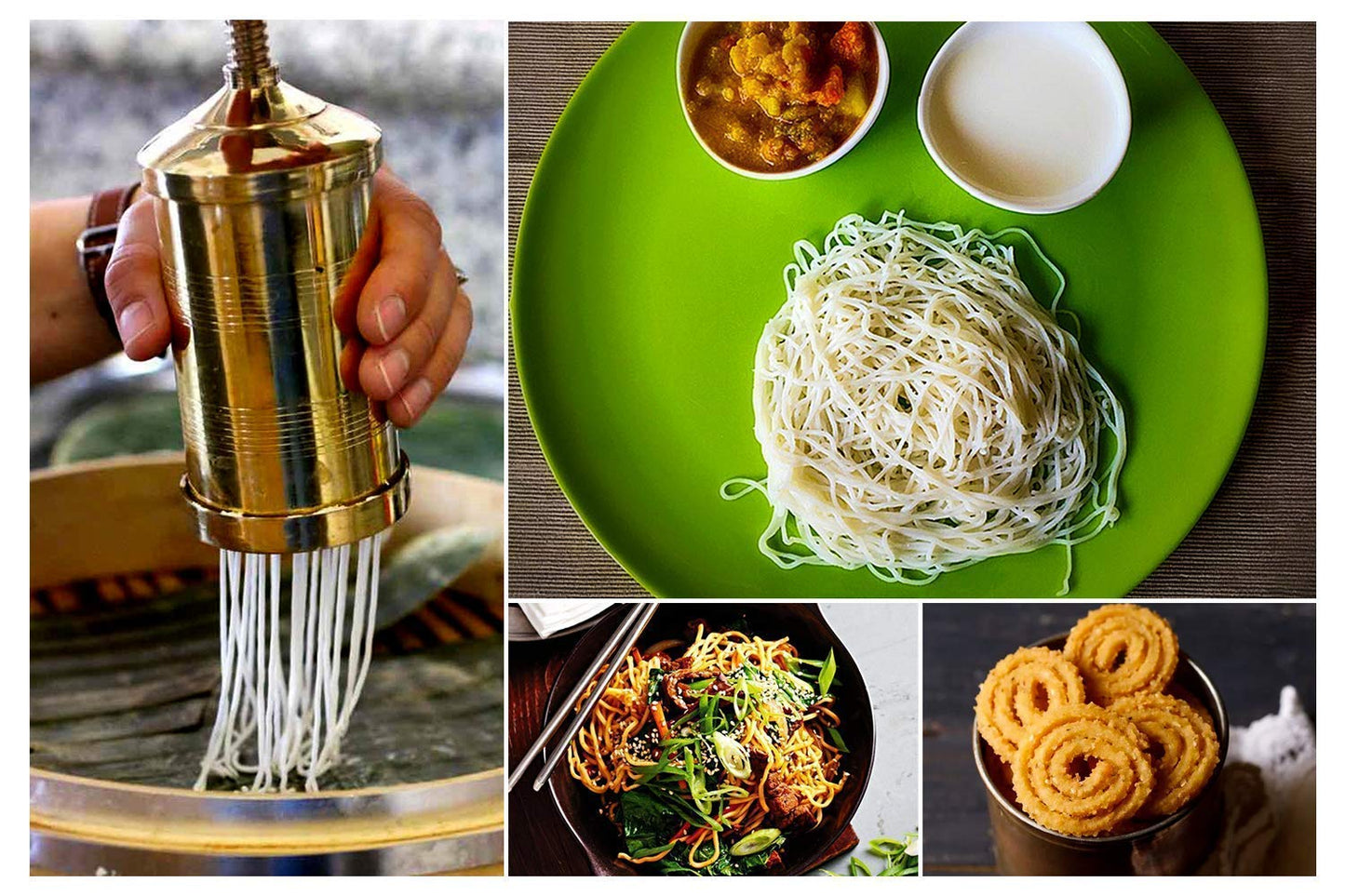 Whizzo Pure Brass 450gm Sev Sancha Machine with Free 6 Different Jali for Making Different Types of Sevaiya, Sev, Gathiya Murukku, Chakli, Bhujia Etc