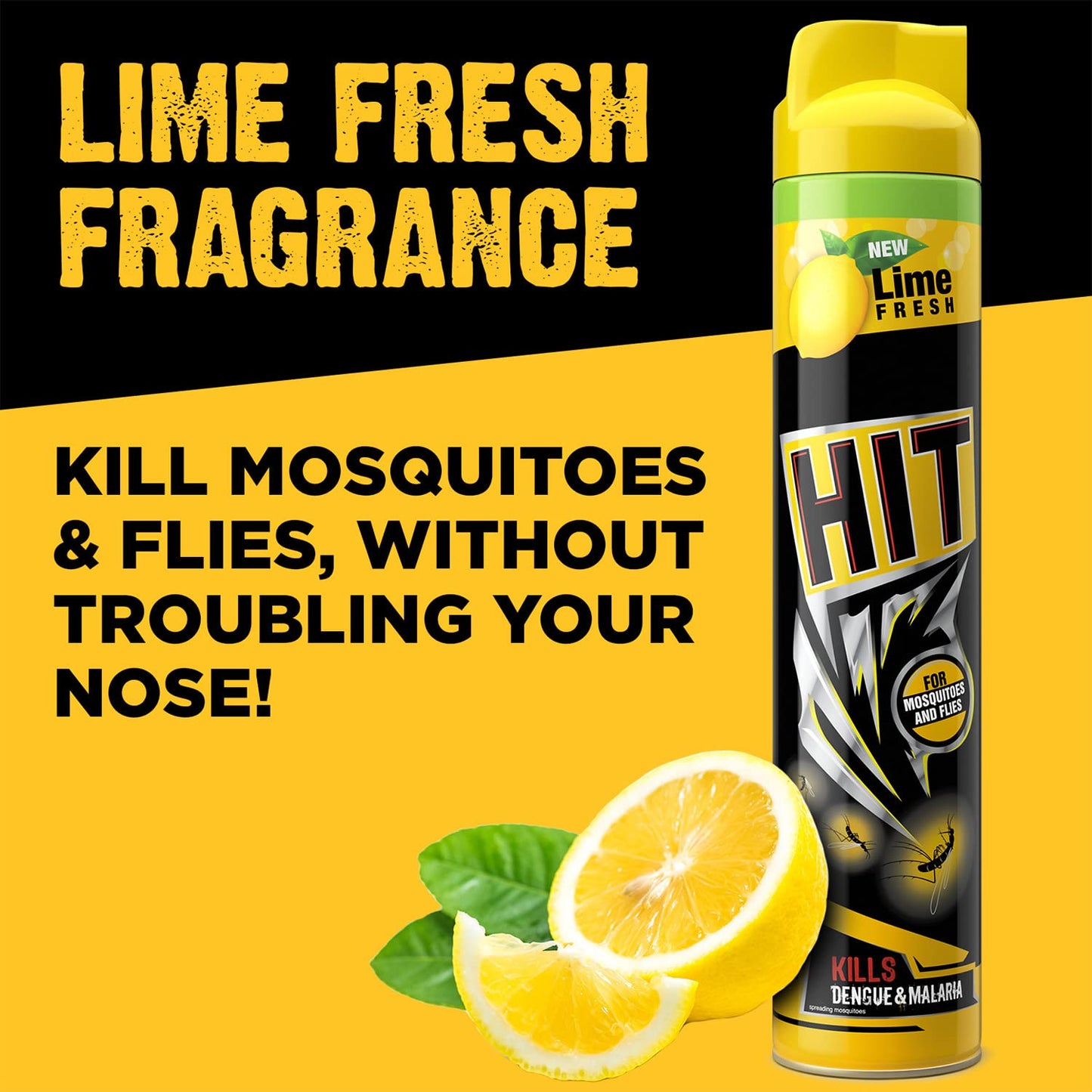 HIT Flying Insect Killer - Mosquito & Fly Killer Spray (400ml) | Lime Fragrance | Instant Kill | Protection from Dengue & Malaria (Pack of 2)