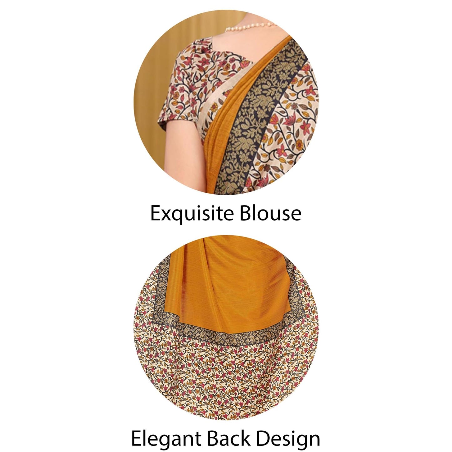 Vimla Women's Mustard Malgudi Art Silk Uniform Saree with Blouse Piece (Mustard; 2123_Free Size)