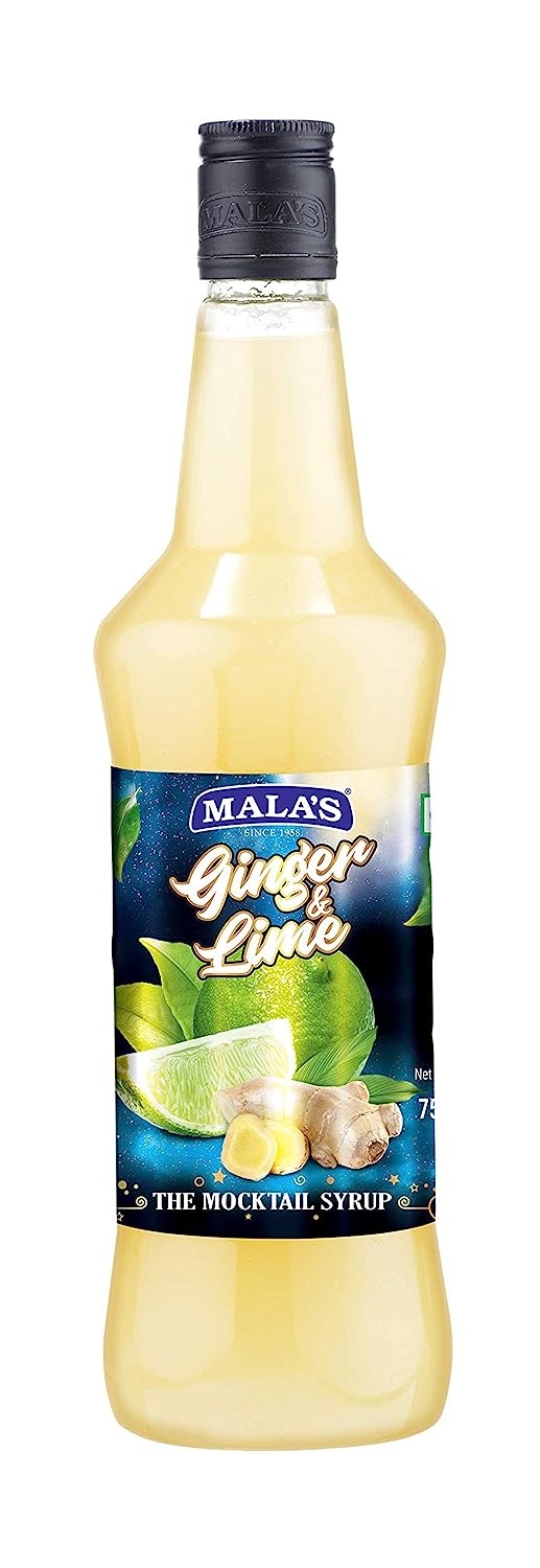 12x Mala's Lime Cordial Drink, Ginger - Pack of 12 -  750ml each